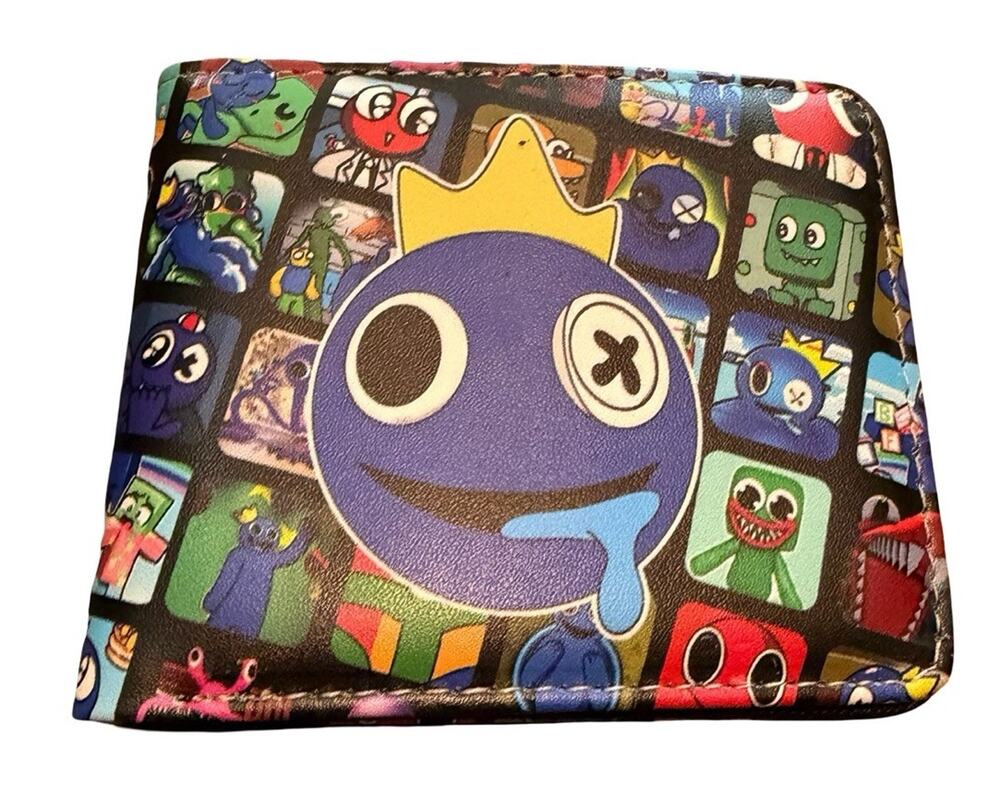 Rainbow Friends Blue Character Bifold Wallet Multicolor Kids Gamer Coin Pocket